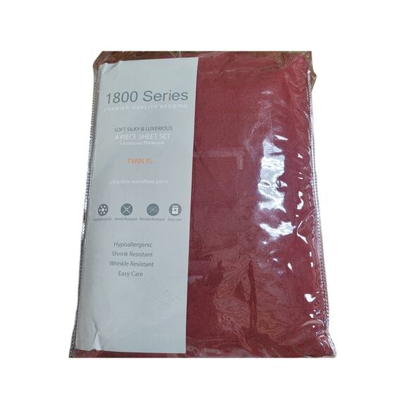 4-Piece Bed Sheet Sets, (Includes 1 Bonus Pillowcase), Twin XL, Burgundy - Picture 5 of 7